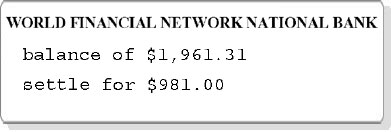 CAJ  Saved  $981 with World Financial Network Bank