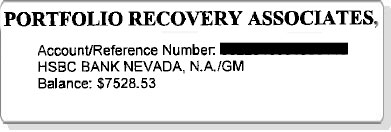PC1  Saved  $4416.53 with Portfolio Recovery Associates / HSBC