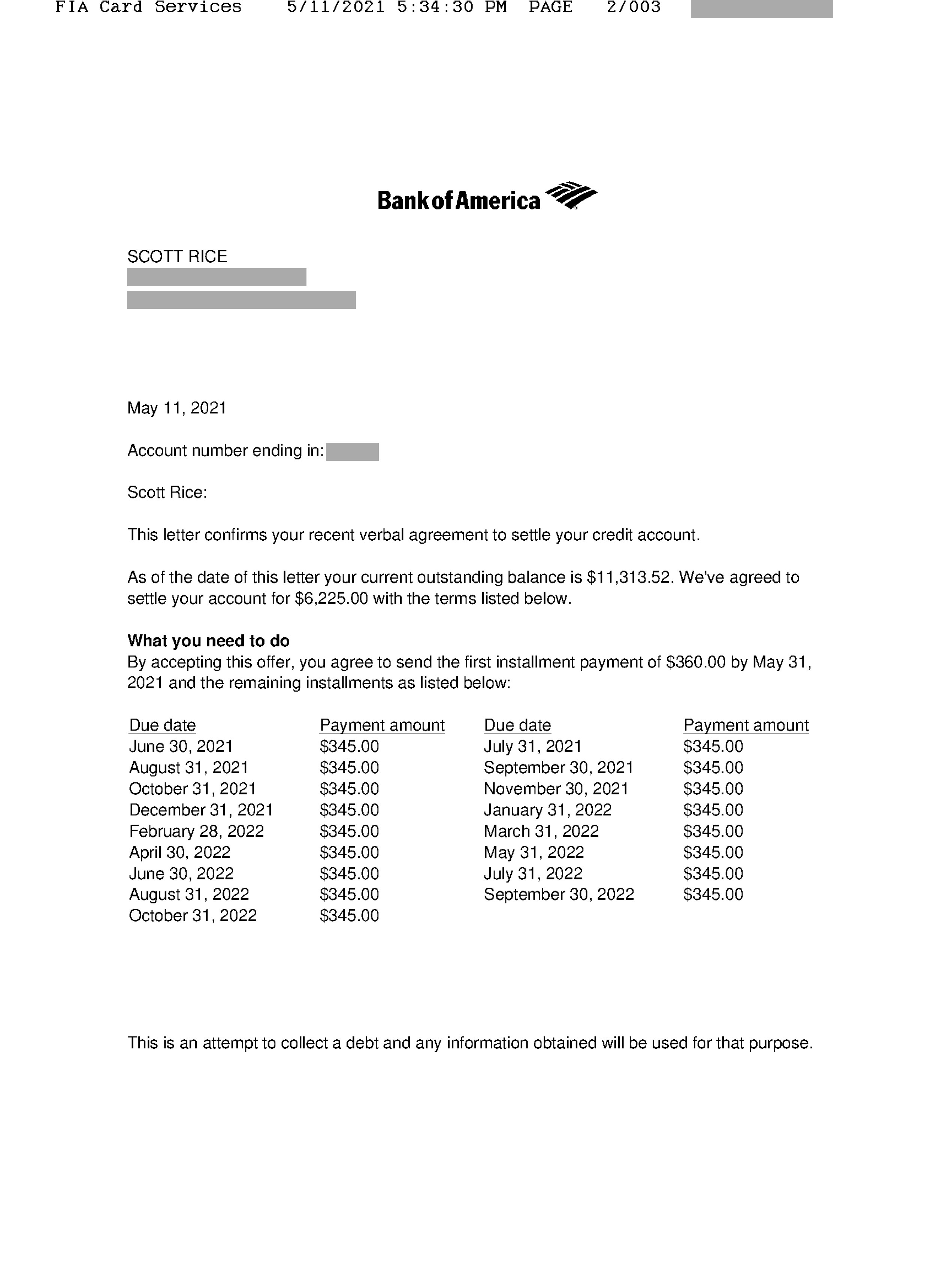 Saved $5088 with Bank Of America for Client SR