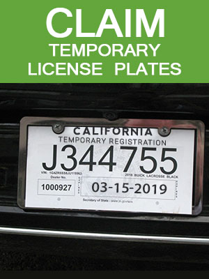 Claim Temporary License Plates