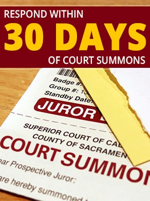 Respond to the Court Summons Within 30 Days to Avoid Difficulties