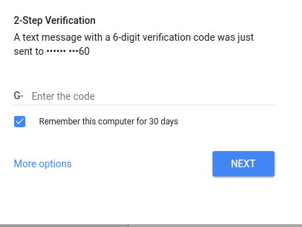 Two step verification