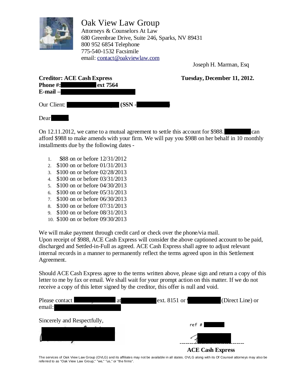 Client AC from TX saved $5,527