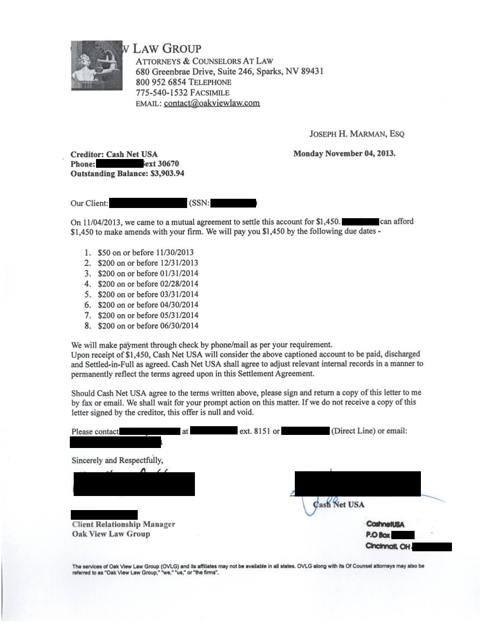 Client AC from TX saved $5,527