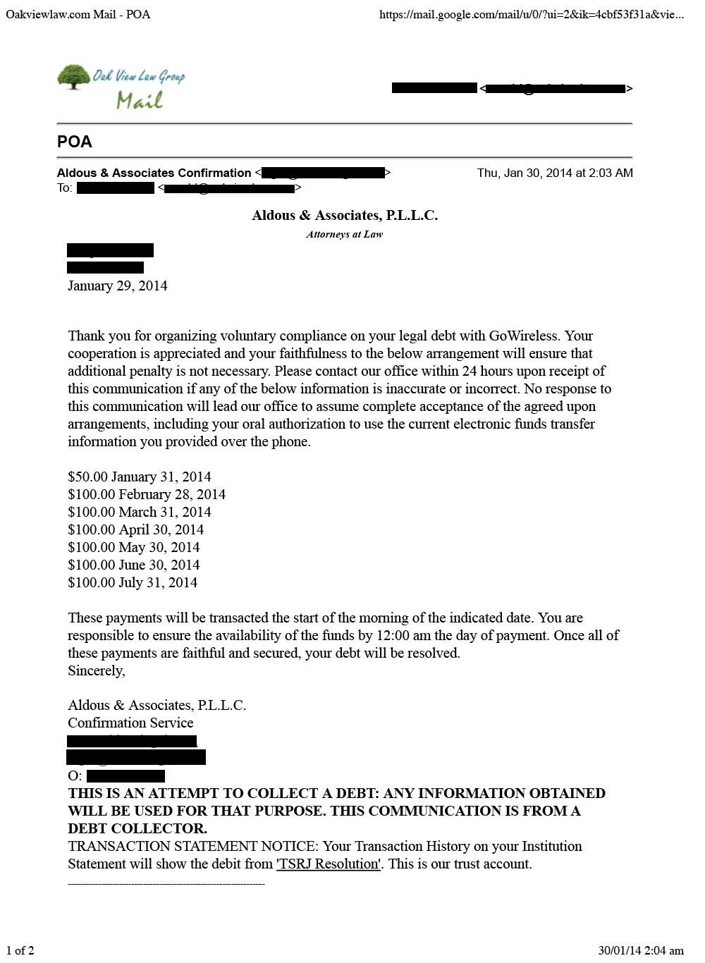 Client BH from WA saved $1,121