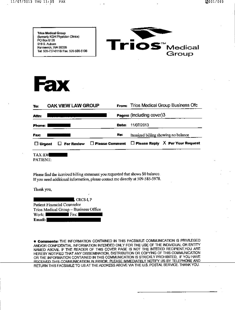Client BH from WA saved $1,121