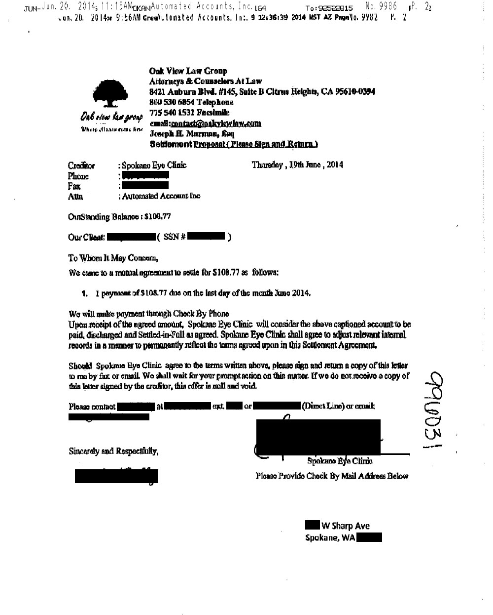 Client BH from WA saved $1,121