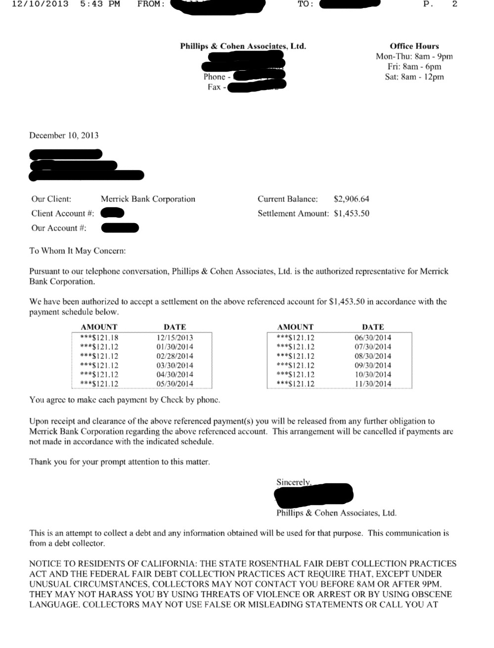 Client BM from NJ saved $12,708