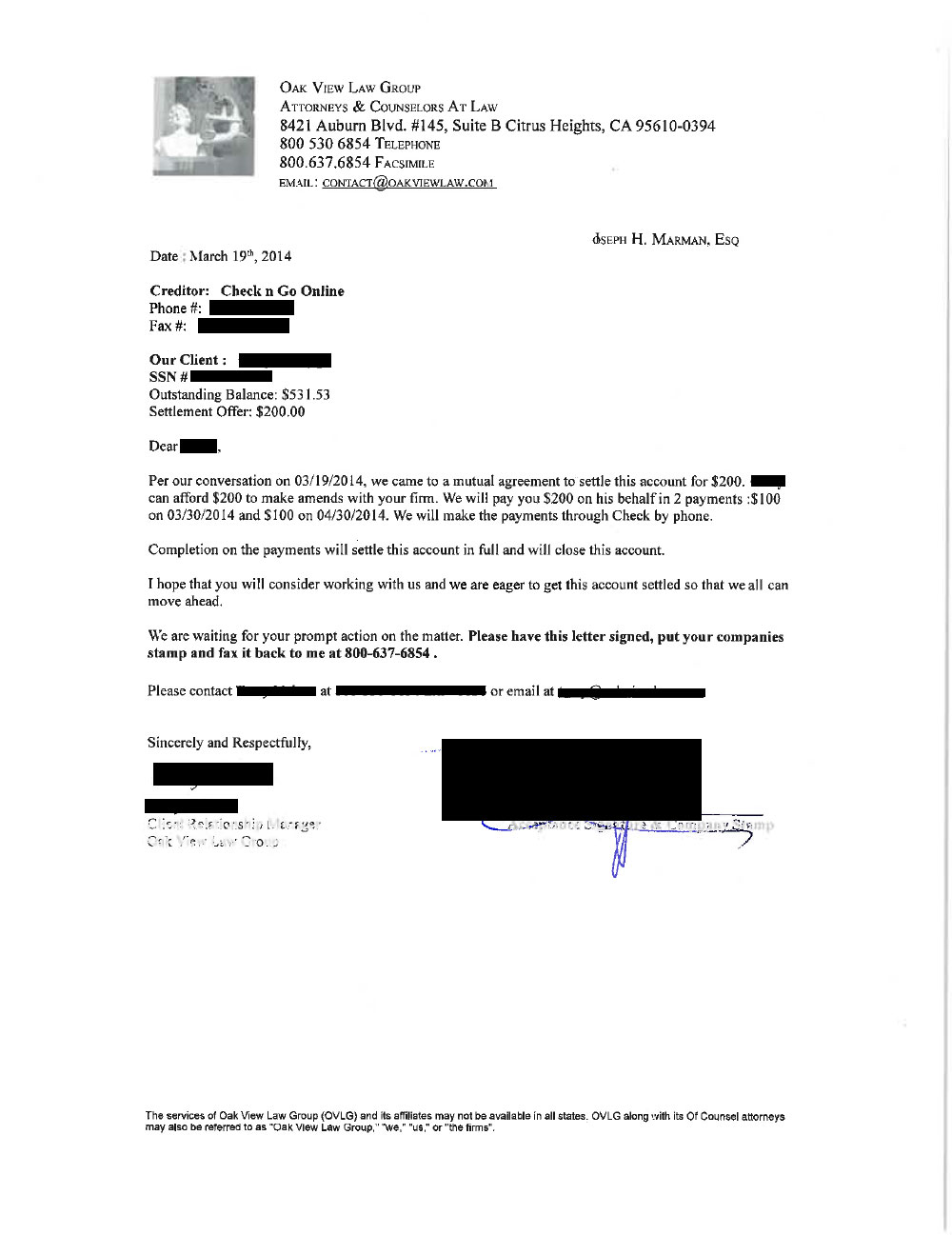 Client CT from TX saved $590