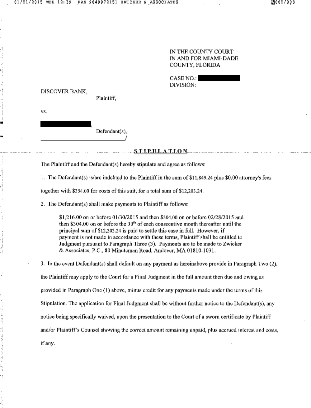 Client DA from FL saved $15,456