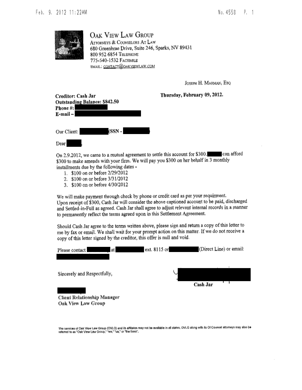 Client DB3 from RI saved $12,650