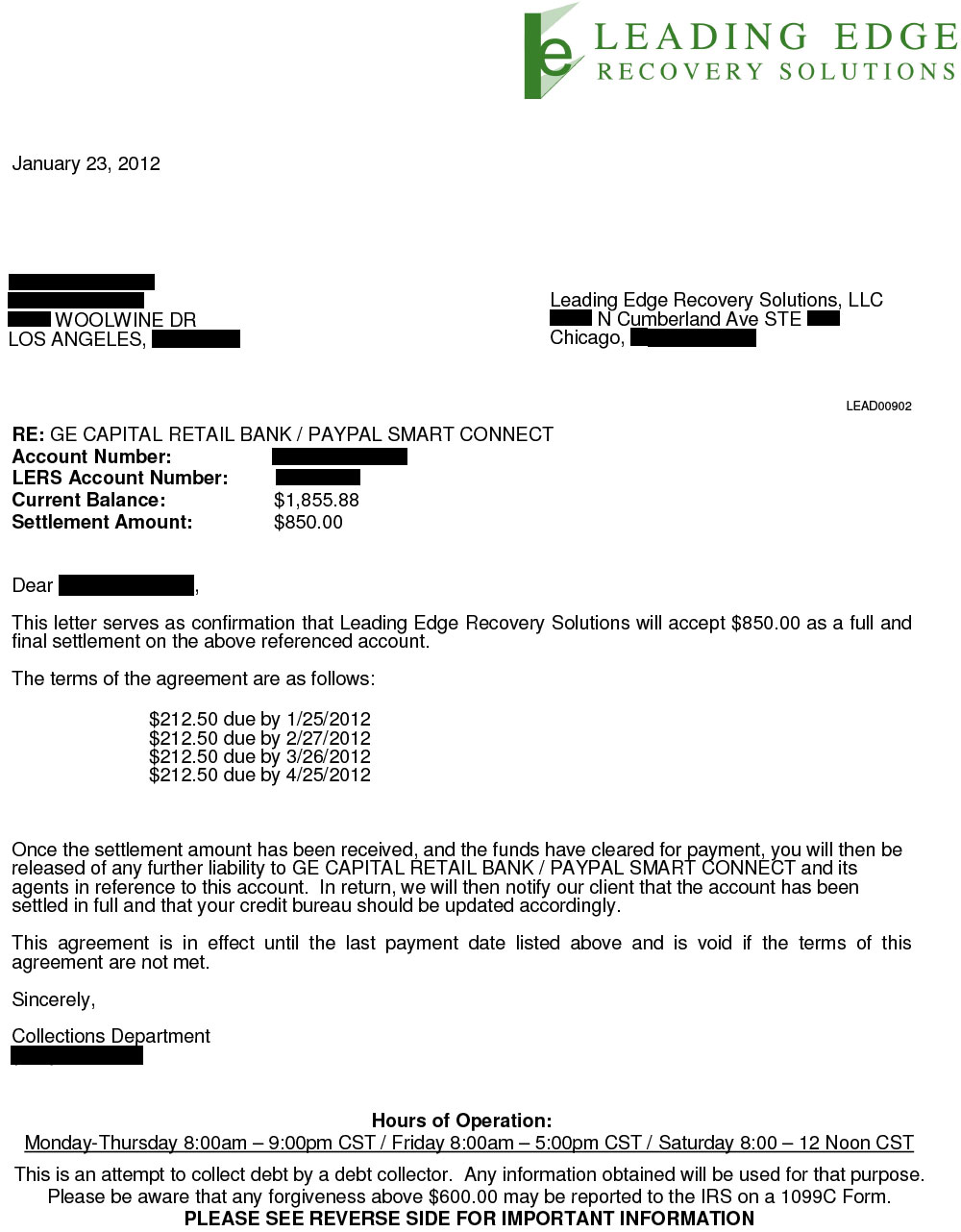 Client EA from CA saved $4,303