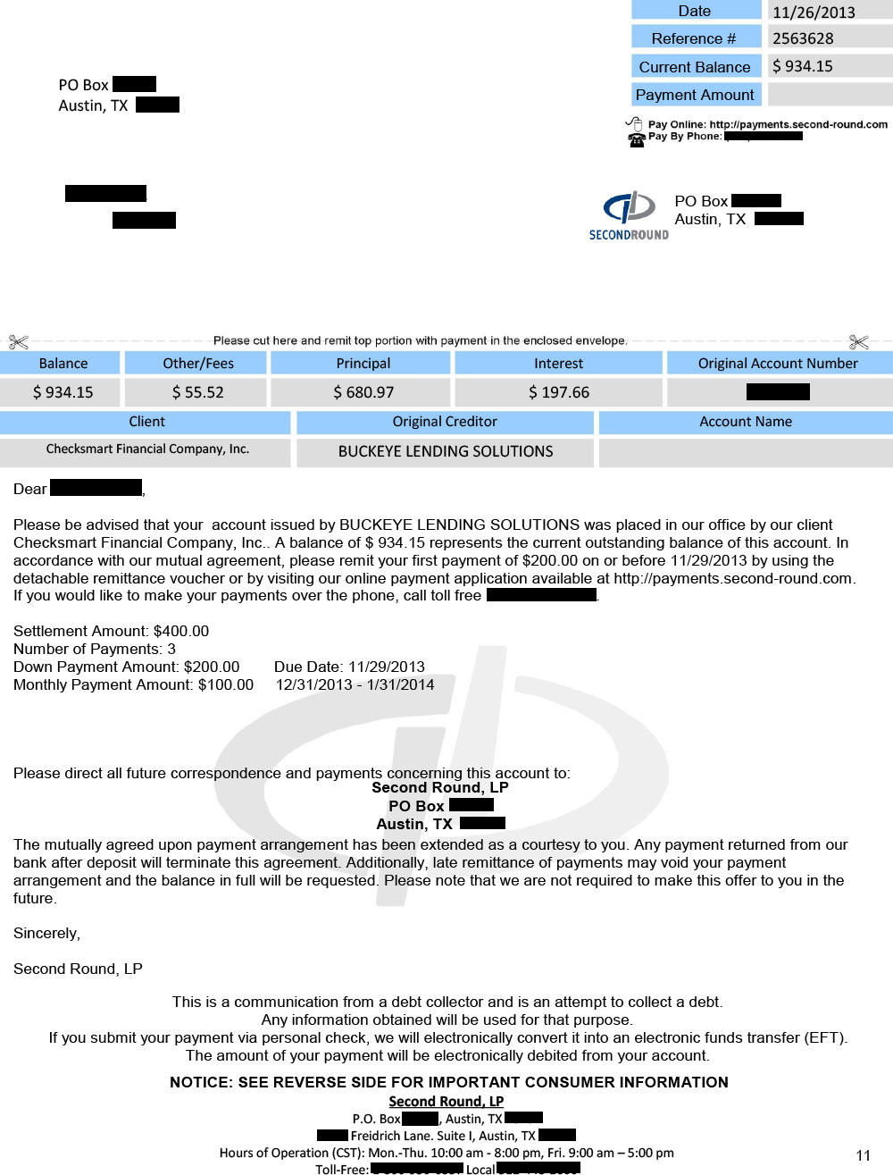 Client EH from OH saved $1,608