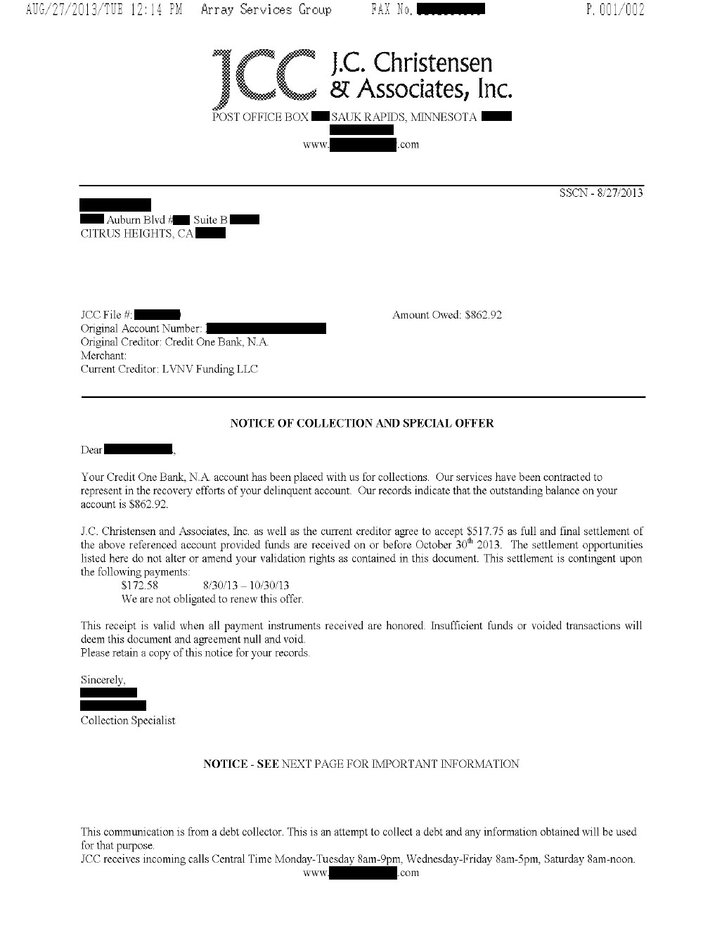 Client EH from OH saved $1,608