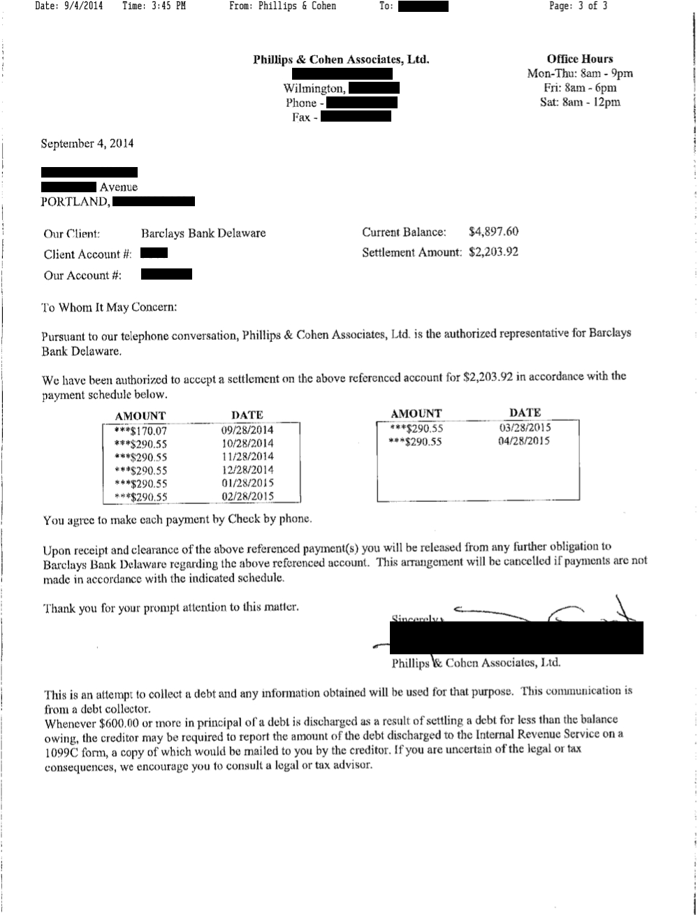 Client EP1 from OR saved $8,655