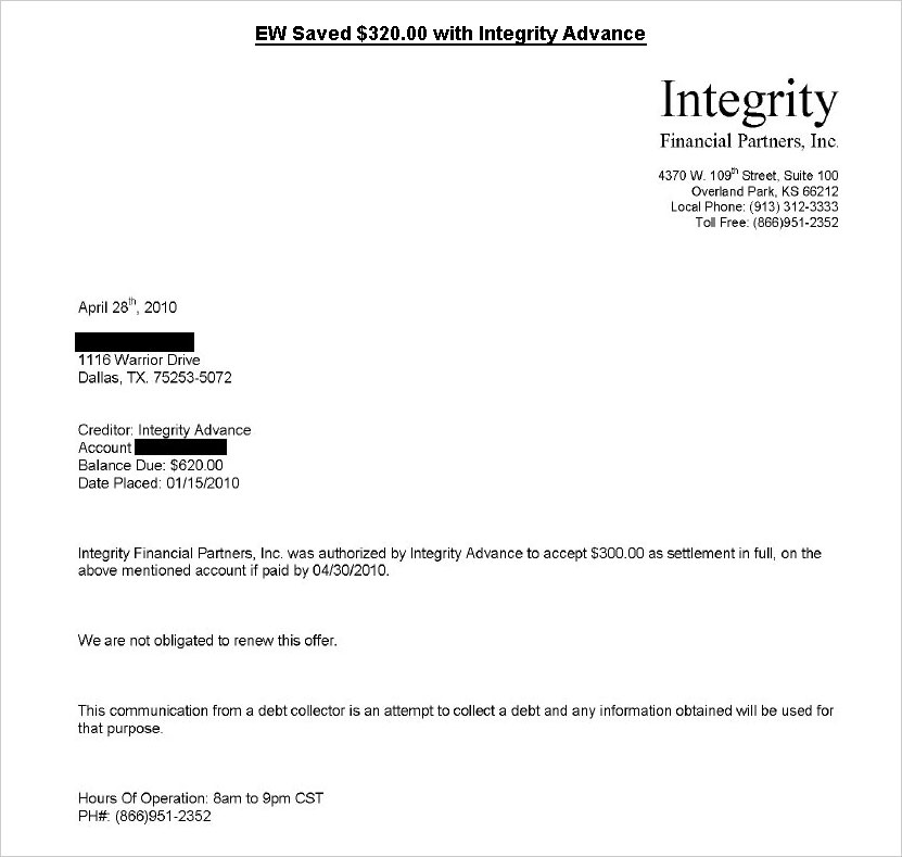 Client EW1 from TX saved $1,720