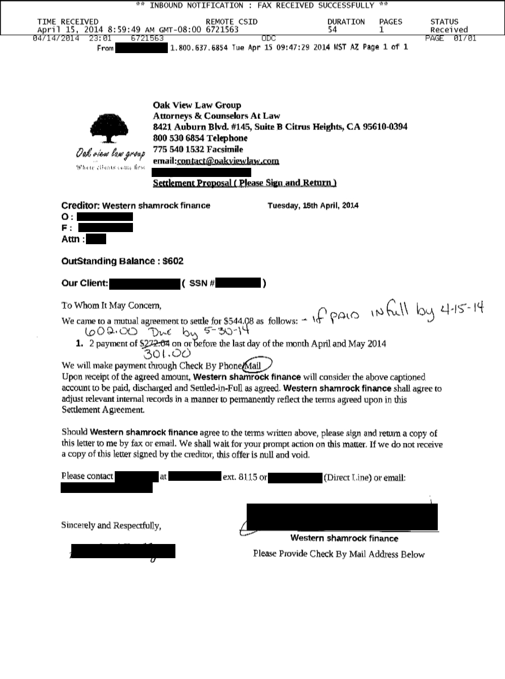 Client JB1 from OK saved $864