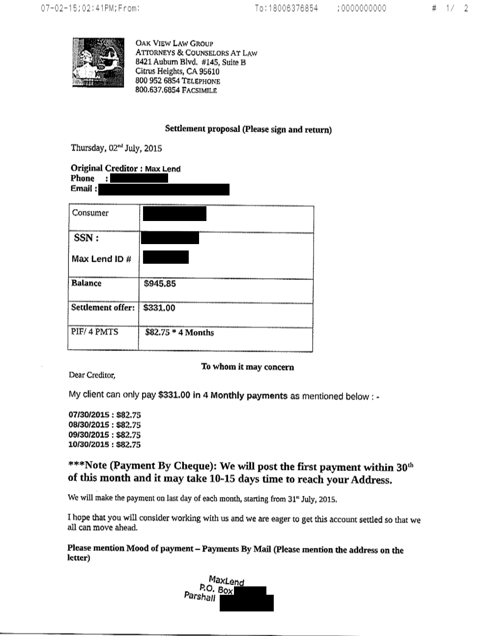 Client JR3 from CA saved $887