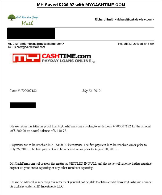 Client MH from TX saved $1,425