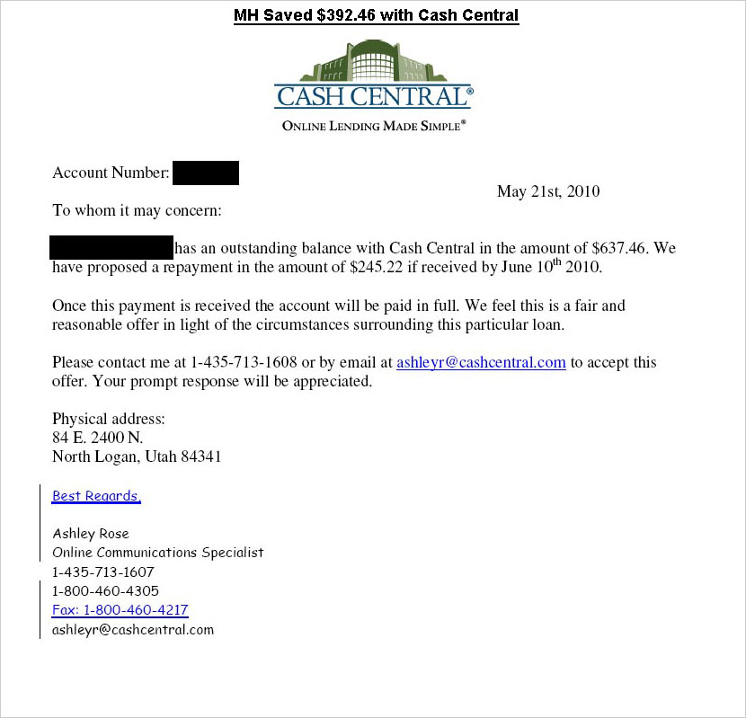 Client MH from TX saved $1,425