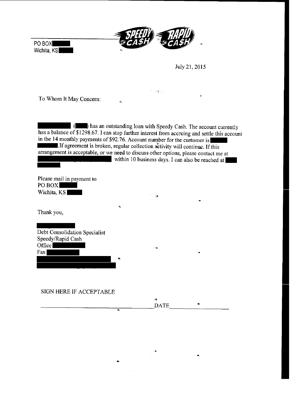 Client MI from TX saved $74