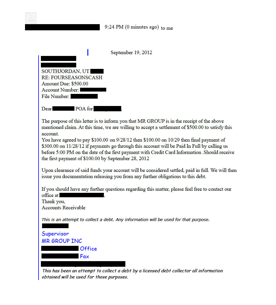 Client MJ1 from UT saved $501