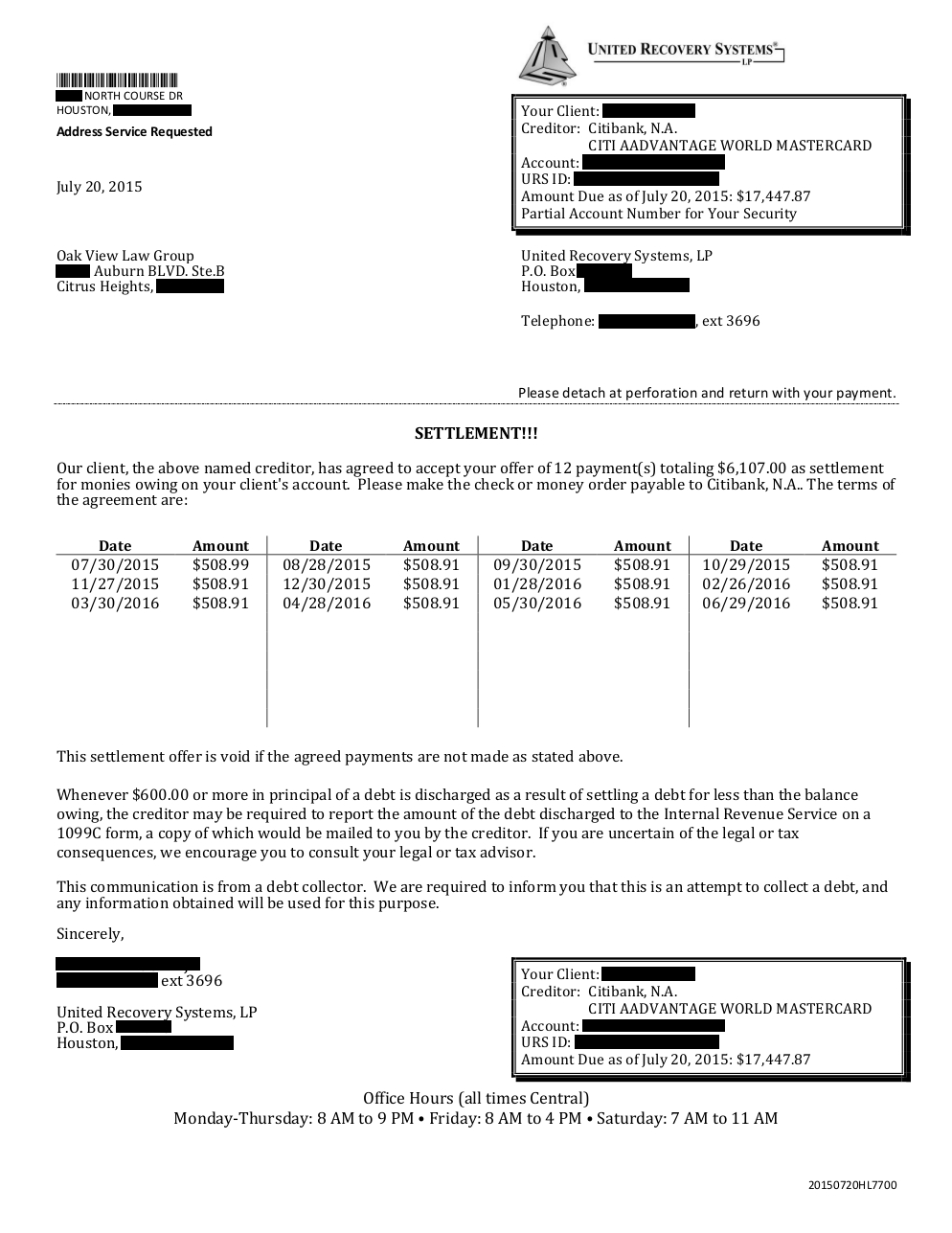 Client NF from TX saved $25,254