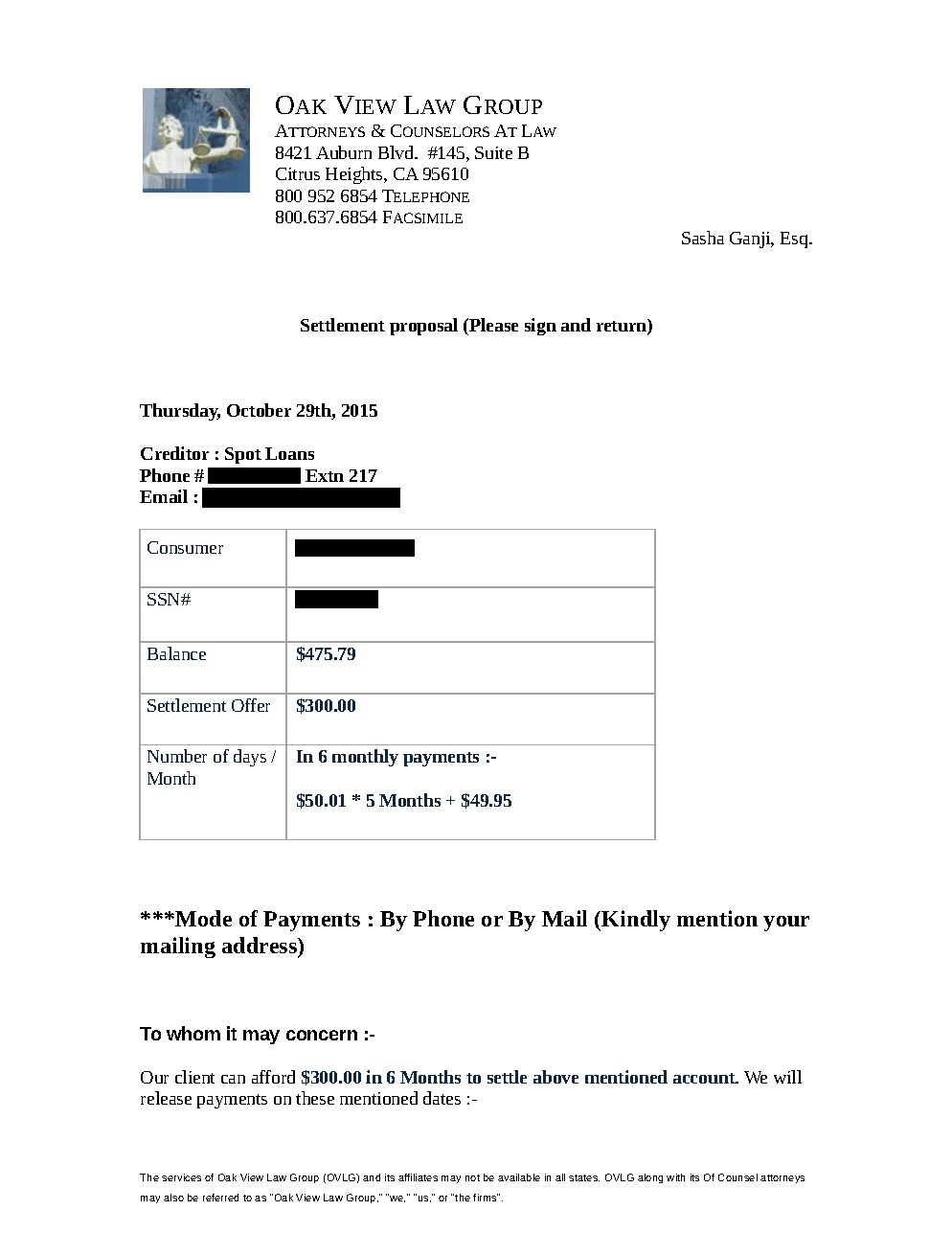 Client RJ from VA saved $650