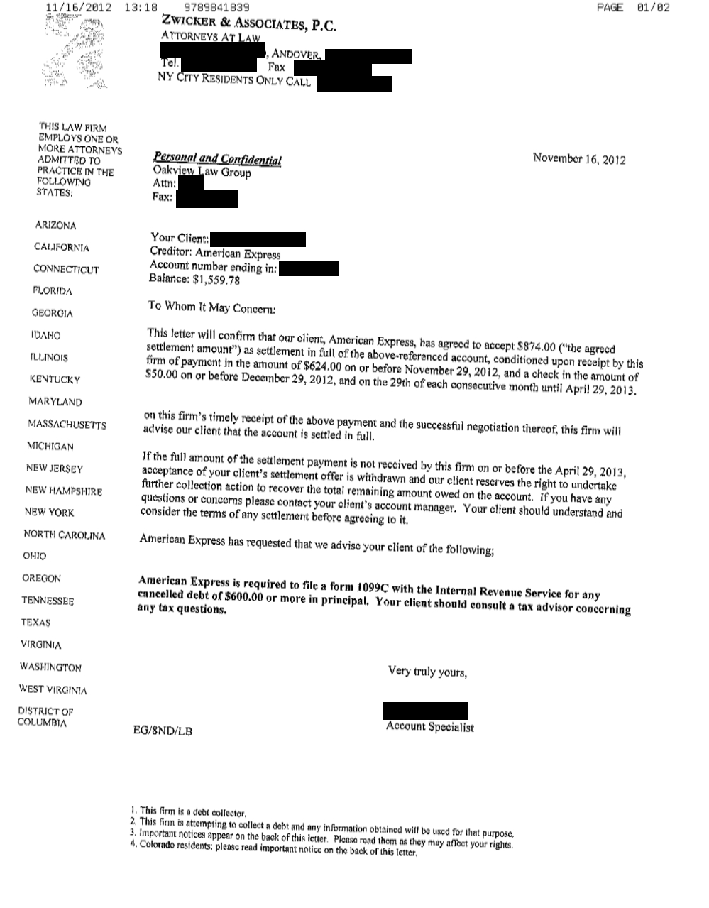 Client RP from NJ saved $5,019