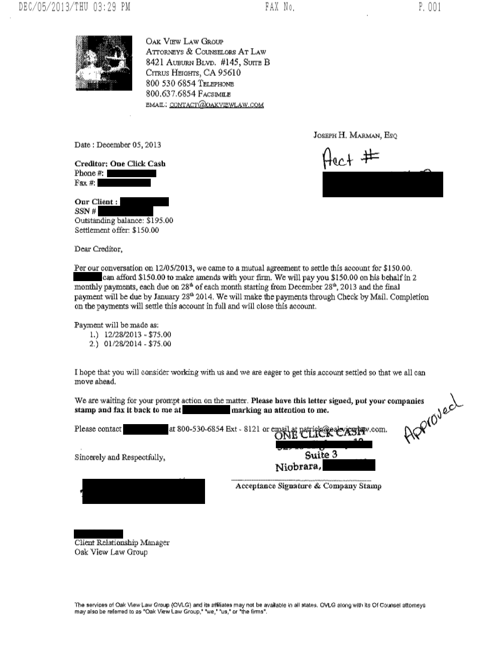 Client RP from NJ saved $5,019