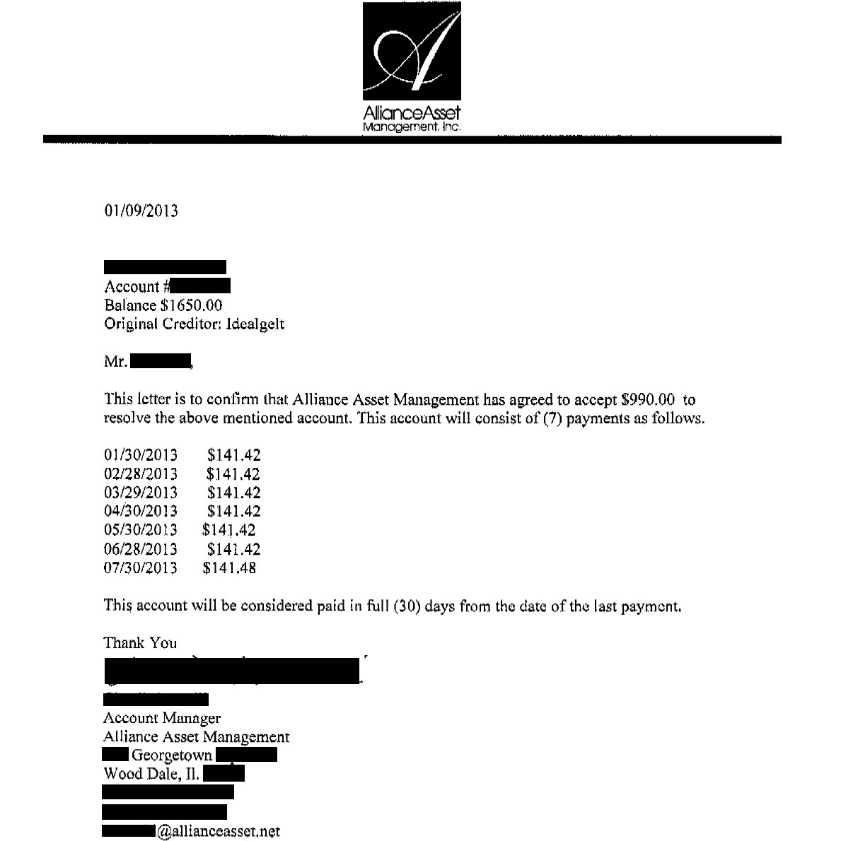 Client RS from NJ saved $1,660