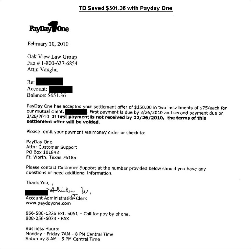 Client TD from AR saved $1,039