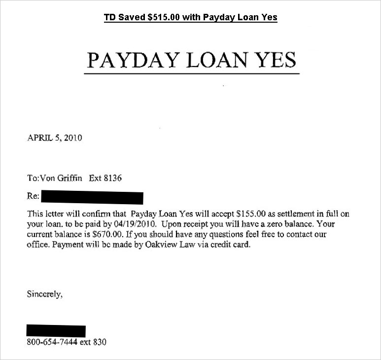 Client TD from AR saved $1,039