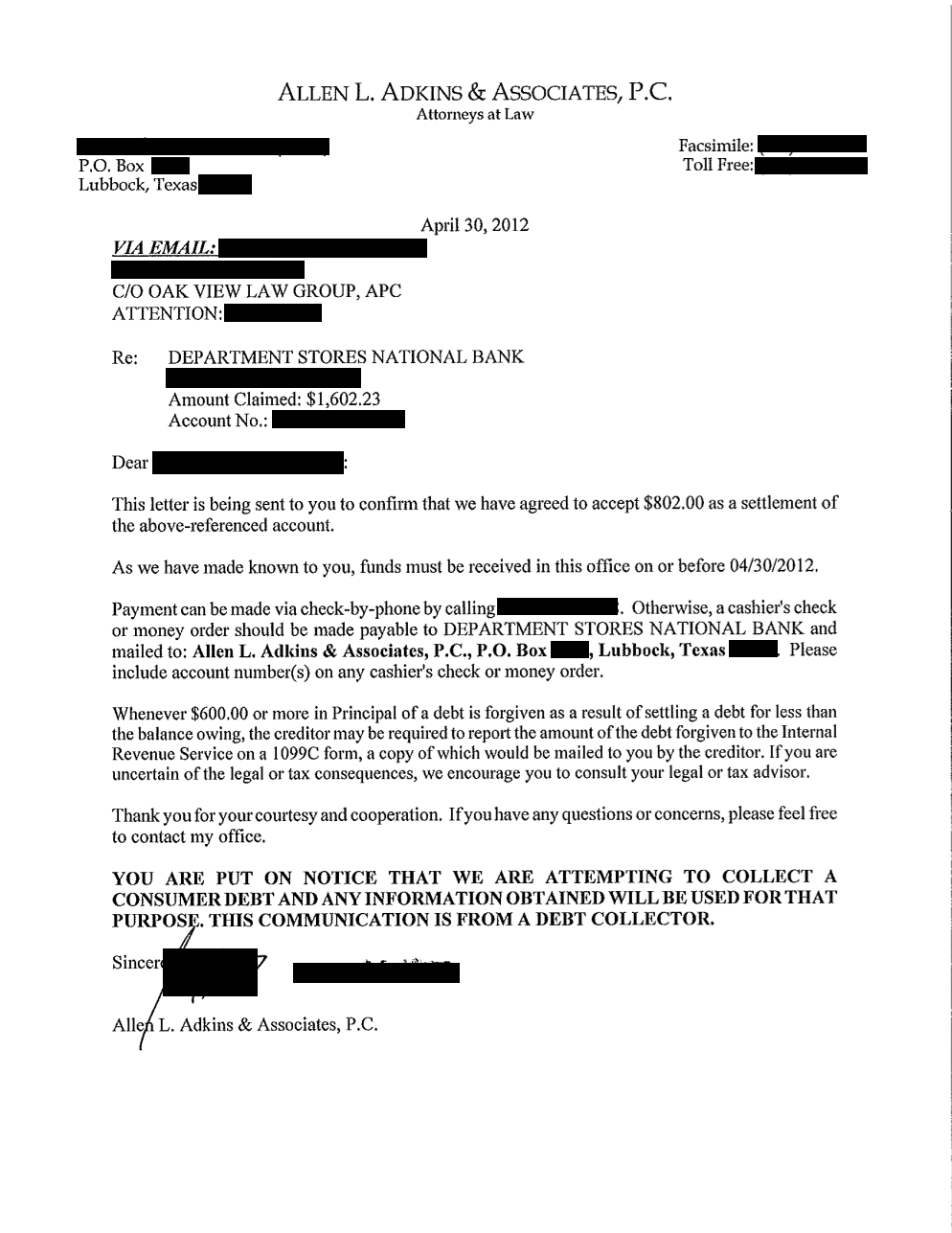 Client TE from TX saved $13,105