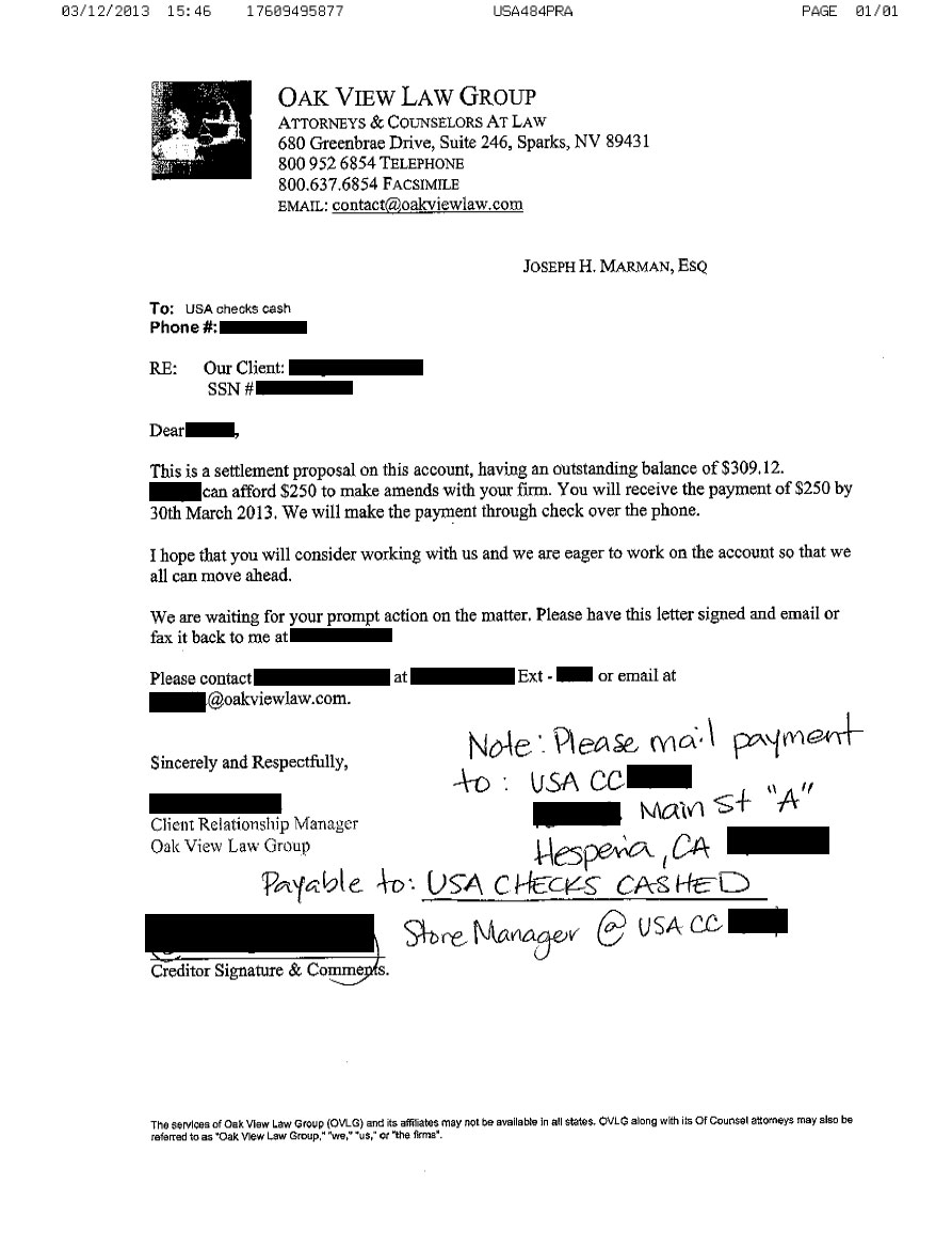 Client TM from CA saved $5,011