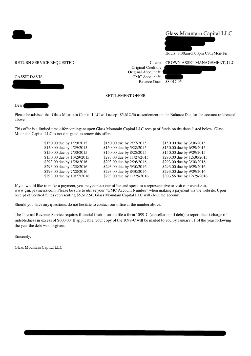 Client TR2 from OK saved $11,622