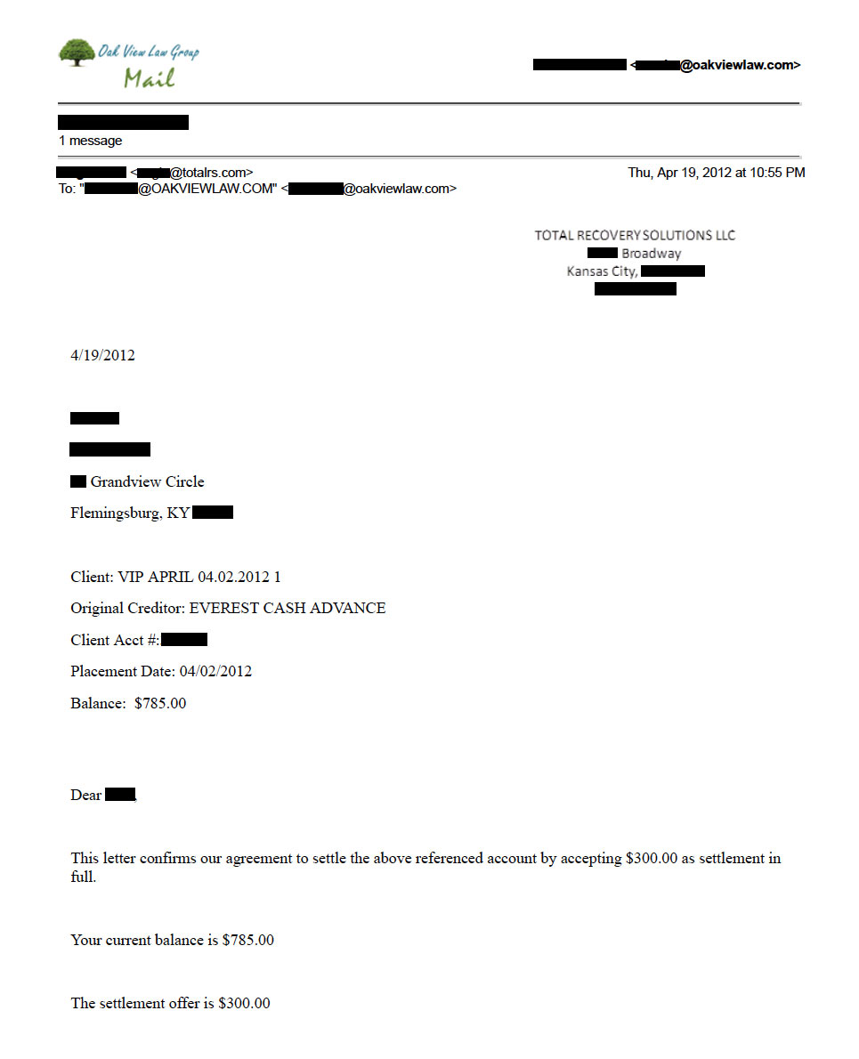 Client TW from KY saved $5,234