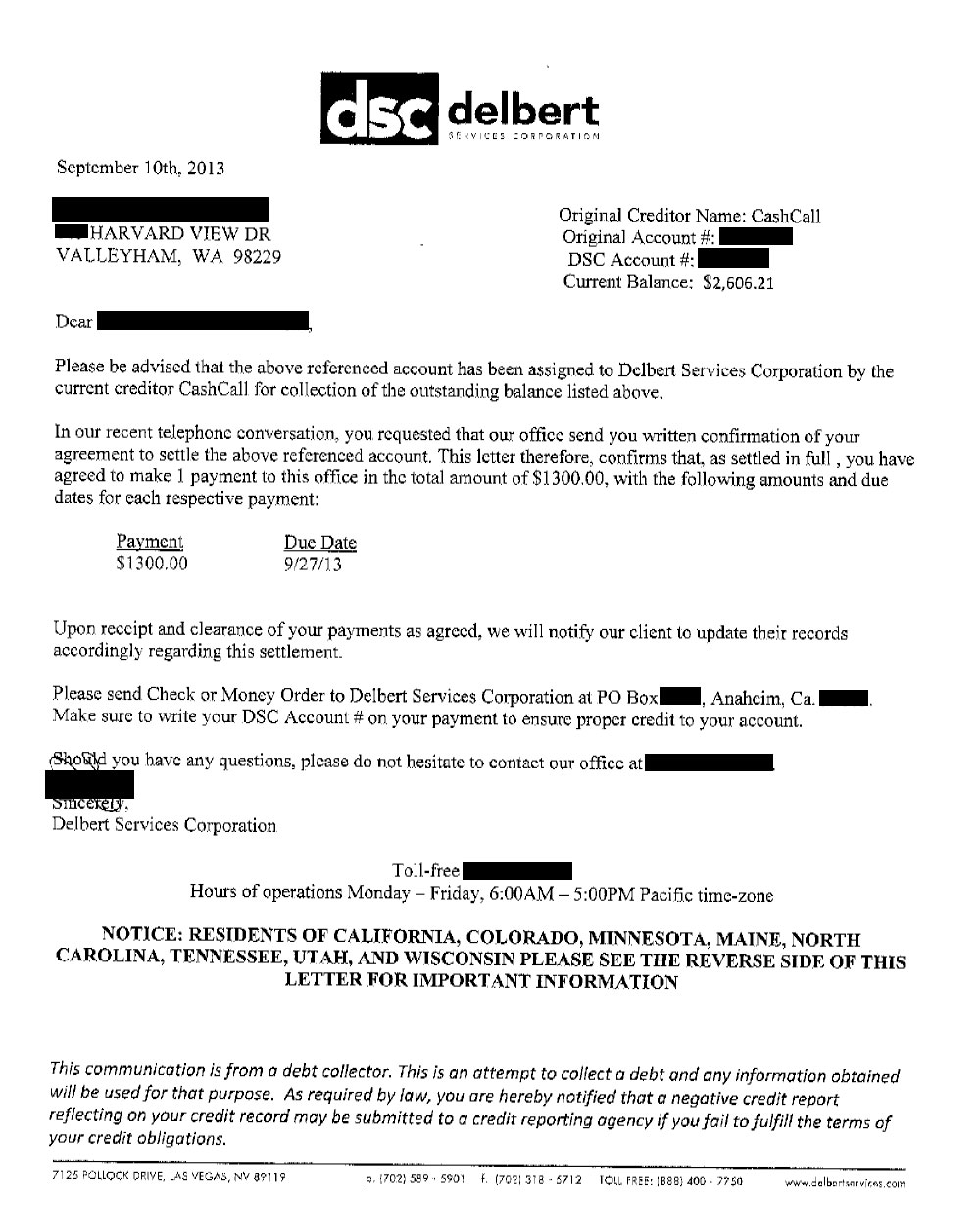 Client VP from WA saved $2,219