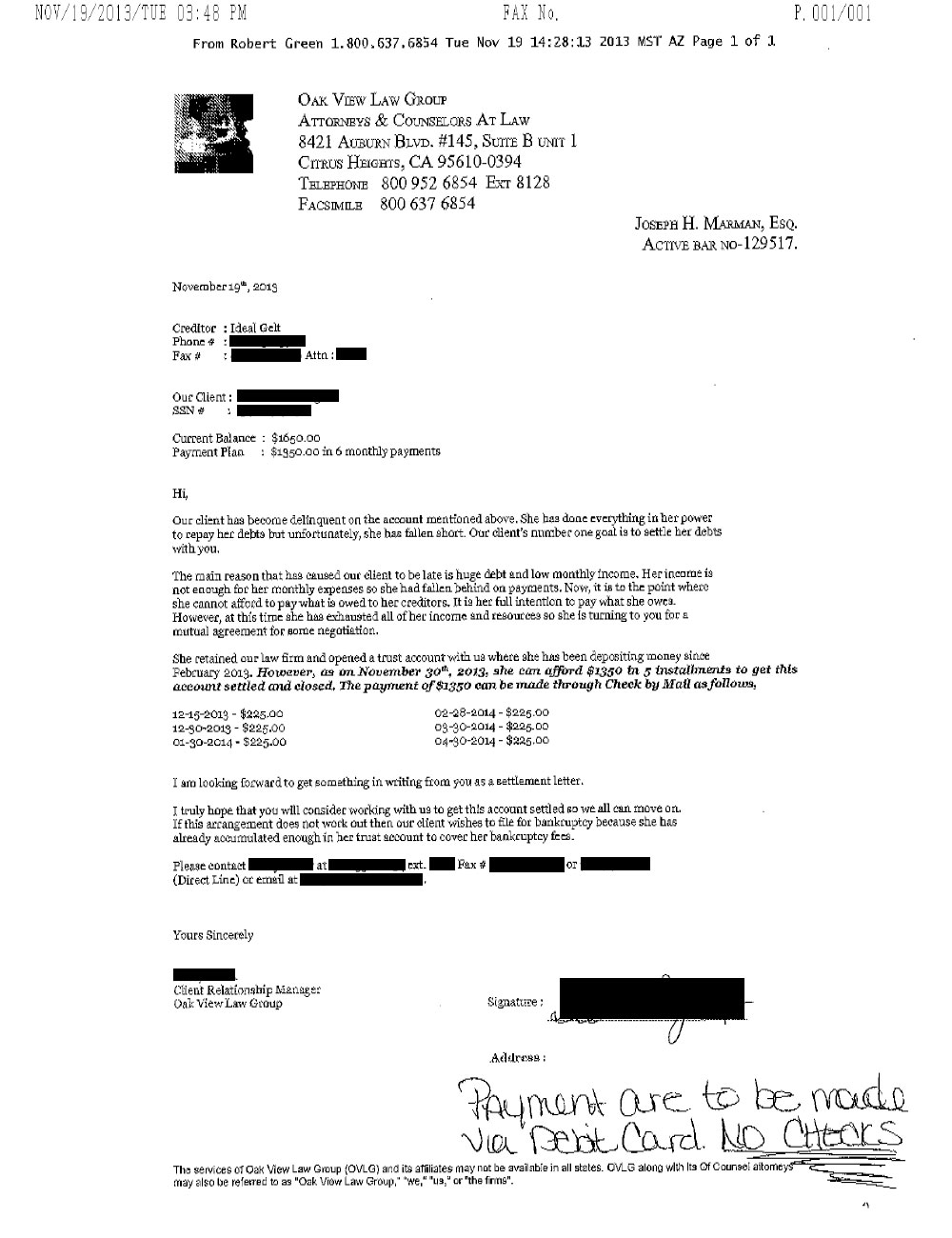 Client VP from WA saved $2,219