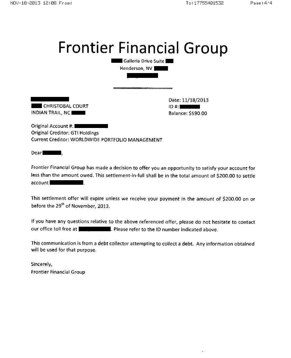 Client WG1 from NC saved $7,121