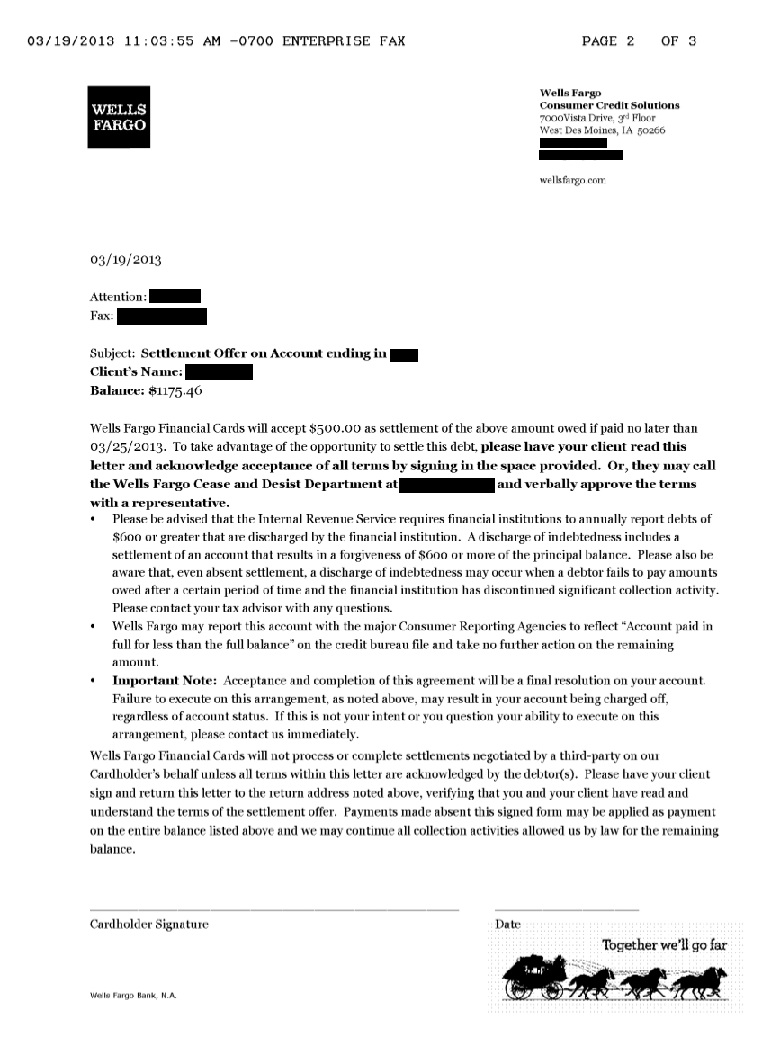 Wells Fargo Bank Letterhead For Us Consulate Settlement Letter from